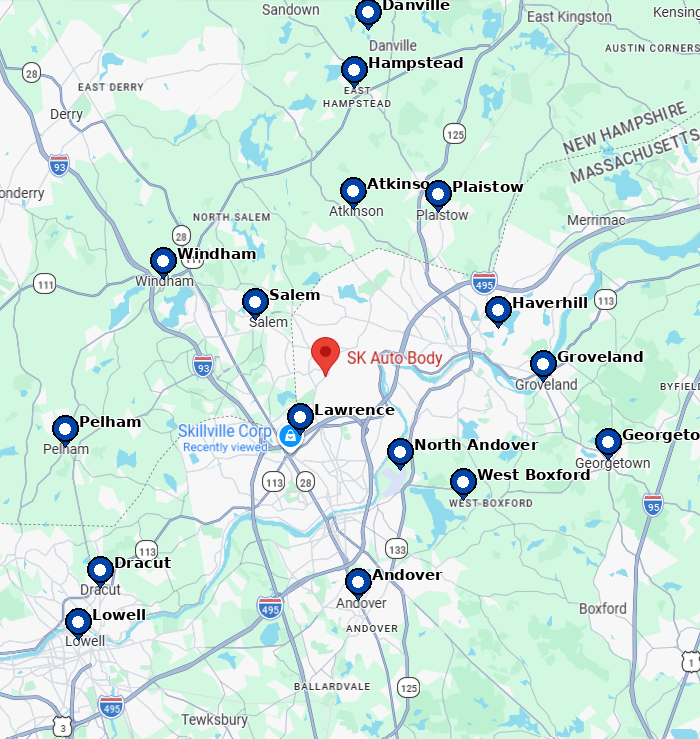 Auto Body Shop in Methuen MA Service Areas